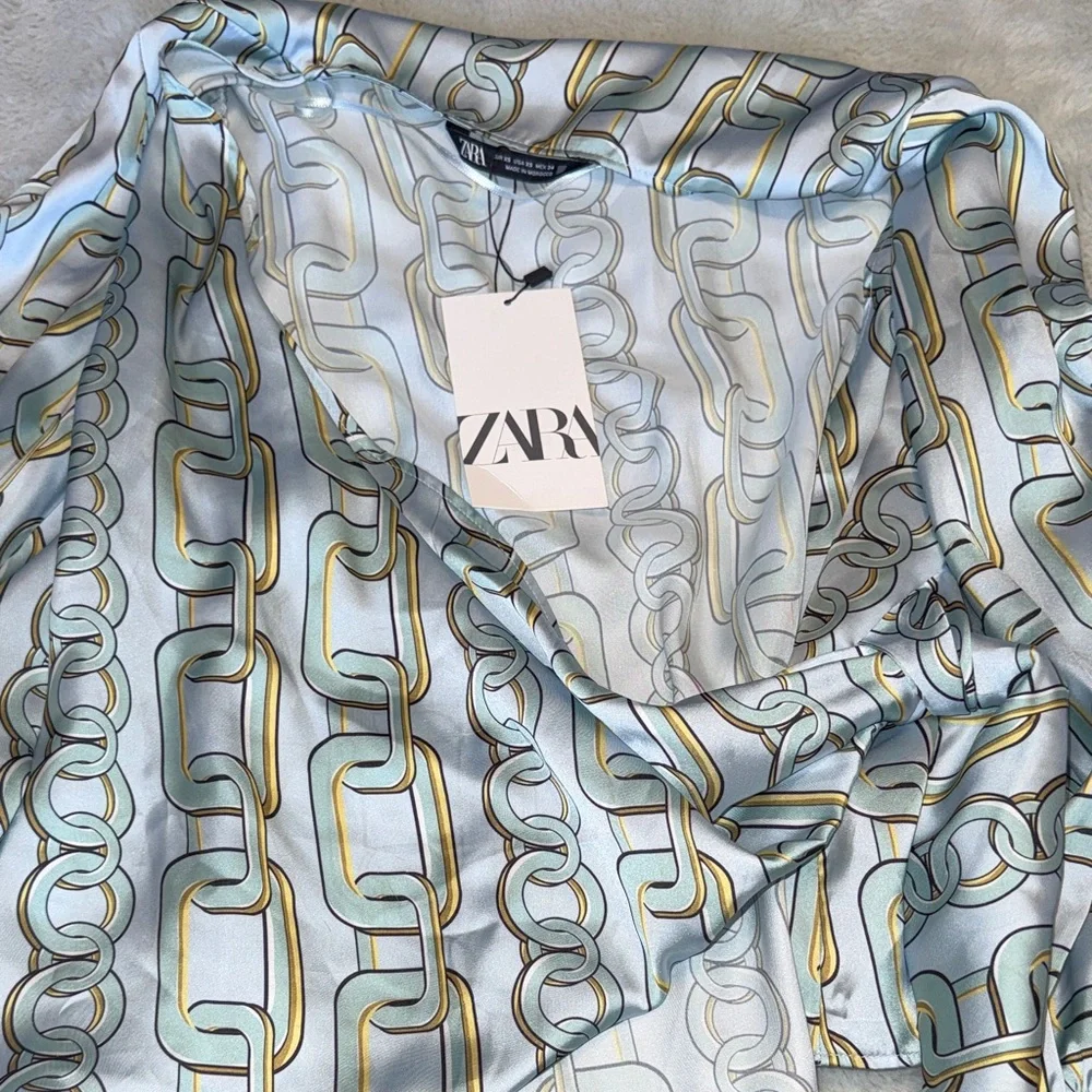 Zara Chain Print Wrap Blouse - Picture 11 of 11